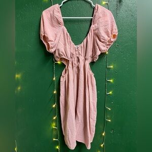 Love Tree Blush Cut Out Puff Sleeve Dress